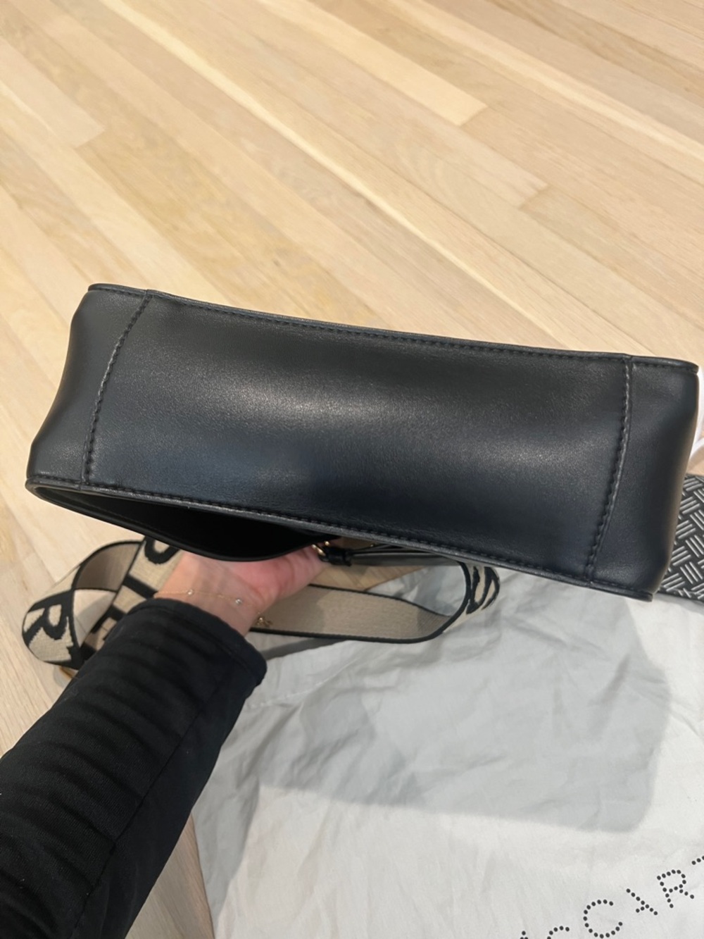 Stella McCartney Black Logo Crossbody Bag with Branded Strap - Picture 6 of 11